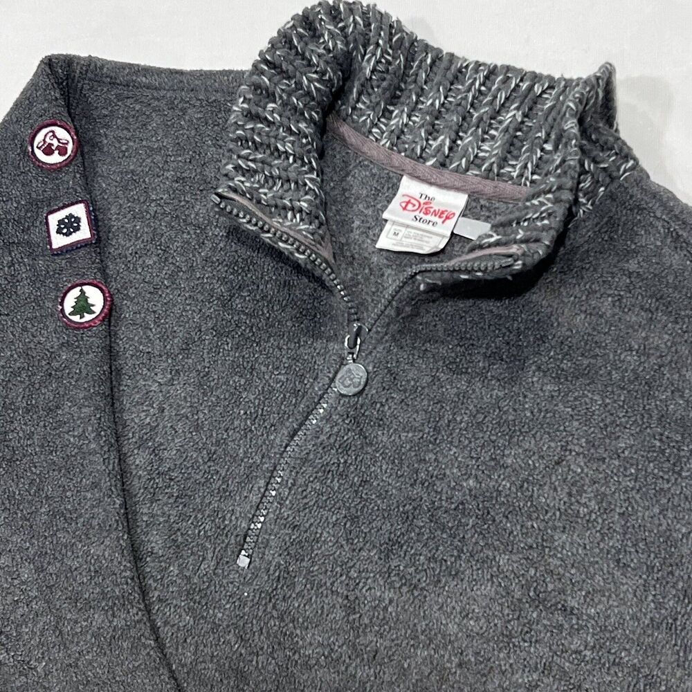 The Disney Store‎ Sweater Womens Dark Gray 1/4 Zip Winnie The Pooh Fleece Medium